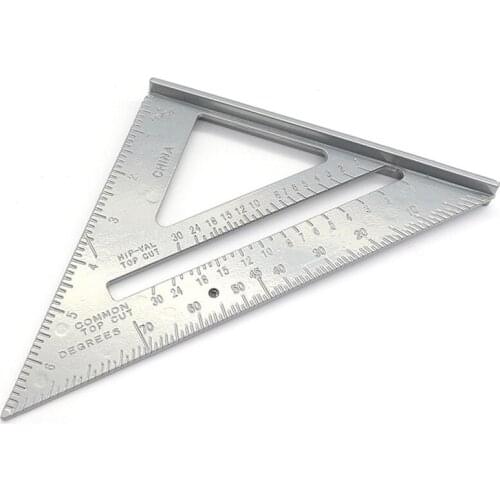7'' Aluminum Alloy Measuring Ruler Tri-Square Roofing Angle Protractor Trammel Measuring Tool for Carpenter Woodworking Gauges
