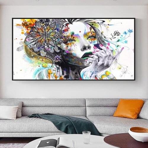 Girl Canvas Art Painting Butterfly Girl Wall Art Prints Modern Girl With Flowers Poster Abstract Cuadros Picture For Living Room