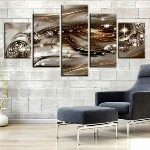5 Pcs Canvas Pictures Print Wall Art Canvas Abstract Diamond Luxury Paintings Wall Decor for Living Room Unframe