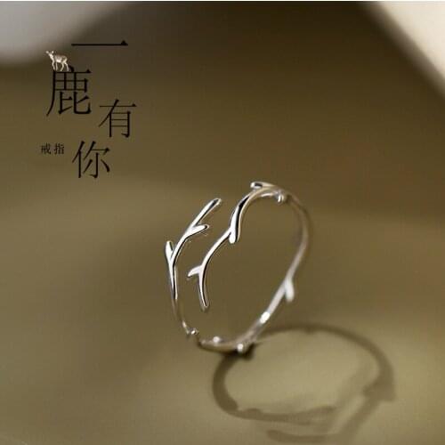 New Style Personality Design Antler Silver Color Ring Fashion Lady Adjustable Korean Ring Charm Lady Daily Wear Jewelry