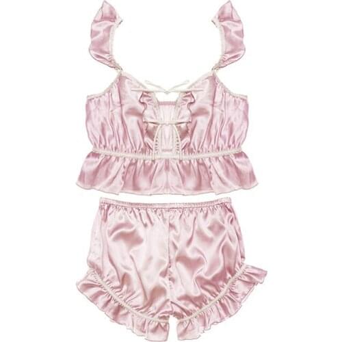 Yomrzl A231 New arrival summer sweet womens pajama set pink high quality short sleep set princess sleepwear sexy lingerie