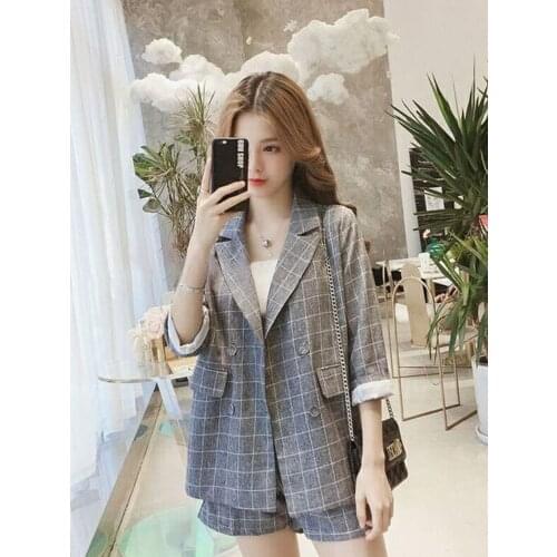 Spring and summer new womens loose suit shorts two-piece suit