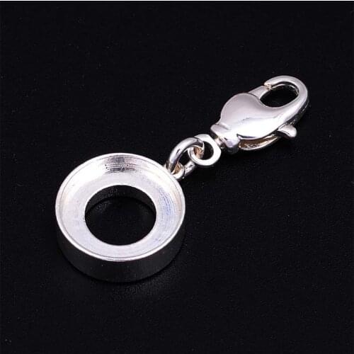 Miasol 925 Silver Plated charm holder fits DIY jewel pops imitation DIY Charm Holder With Lobster Claw