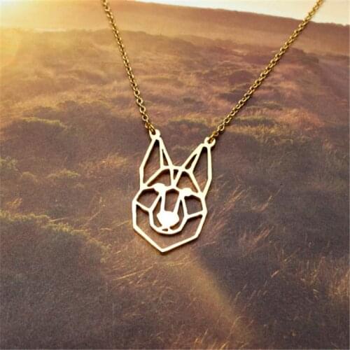 Fashion cute pet Origami German Shepherd dog head Pendant Choker Necklace for women girls delicate Christmas gift Jewelry