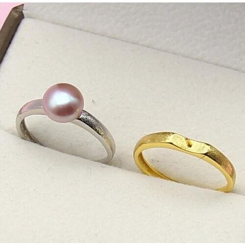 Pearl Ring Sets, Ring Findings, Adjustable Ring Jewelry Parts Fittings Charm Silver Accessories for Akoya Pearls Beads Stones