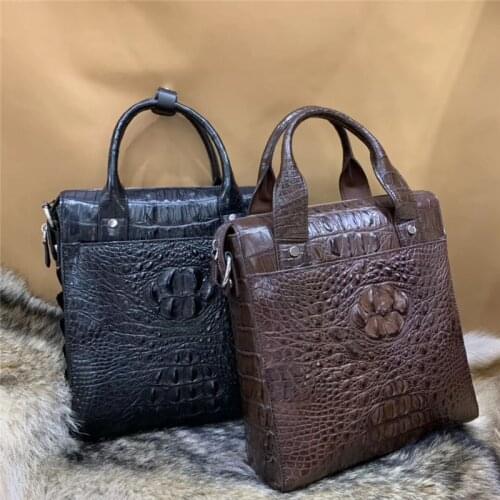 Authentic Crocodile Leather Zipper Closure Men Working Purse Handbag Genuine Real Alligator Skin Male Single Cross Shoulder Bag