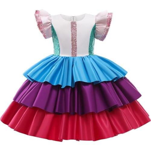 2021 New Kid Girl Party Dress Sequins Girl Tutu Princess Dresses for Wedding Piano Perform Birthday 2 4 6 8 10 Girl Clothes