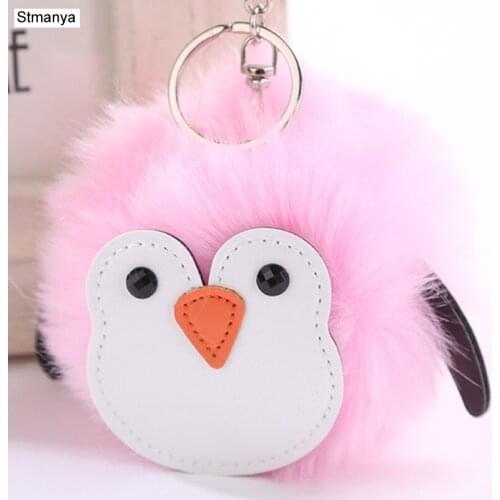 New Men Leather Penguin Ball Pendant High Quality Keychains Business Charm Accessories Hot Women Best Couple gift Jewelry K2059