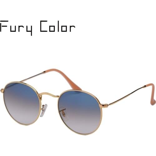 Real Glass Lens UV400 Retro Round Sun glasses sunglasses men women luxury designer brand feminine oculos de sol 3447