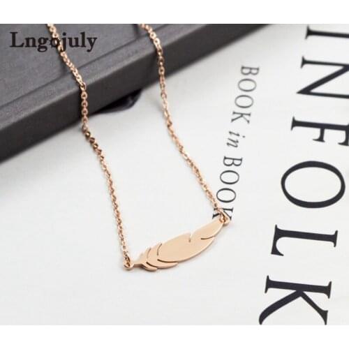 New Titanium Steel Feather Necklaces For Women Anniversary Engagement Wedding Necklace Accessoeries Jewelry Gift Wholesale