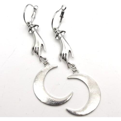 Crescent hand earrings mysterious gothic jewelry moon witch celtic pagan viken moon moon phase witch goddess fashion woman gift