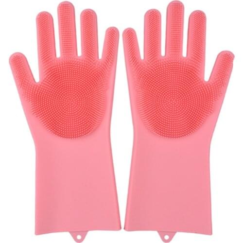 Silicone dishwashing scrubber gloves Sponge Rubber Scrub Gloves Dishwashing multiduty Scrubber Dish Kitchen Cleaning 1 Pair