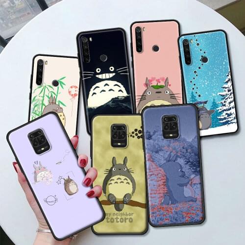 Cute Totoro Anime Silicone Case Funda For Xiaomi Redmi Note 9T 9S 9 8 K40 Pro 8T 8A 9A 9C 7 7A 6 6A Black Back Shell Cover Coque