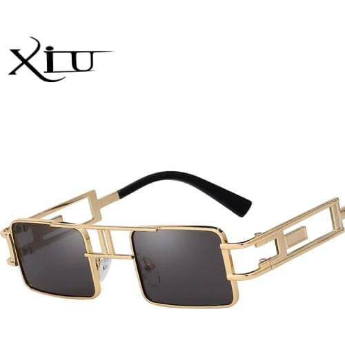 XIU Square Steampunk Sunglasses Men Women Vintage Sun glasses Brand Design Fashion Summer Glasses Top Quality UV400