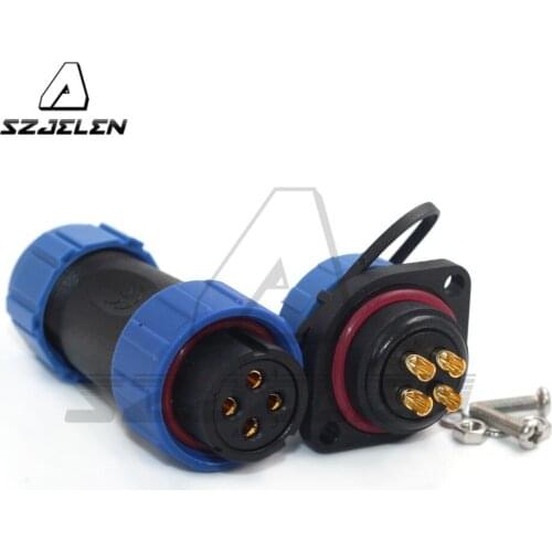 SP21 Outdoor Waterproof Connector Waterproof Panel Mount Connector IP67 plug socket 4-pin power cable panel mount 30A