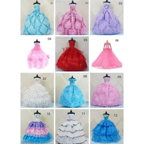 Handmade Wedding Dress Princess Evening Party Ball Long Gown Skirt Bridal Veil Clothes For Barbie Doll Accessories For 30cm doll