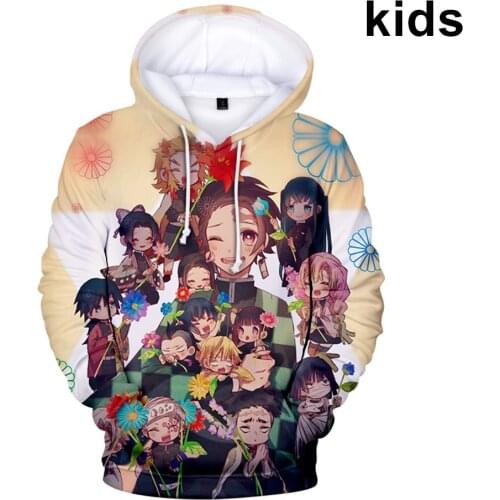 3 To 14 Years Kids Hoodies Demon Slayer Kimetsu no Yaiba 3D Hoodie Sweatshirt Boy Girls Casual Jacket Coat Children Clothes