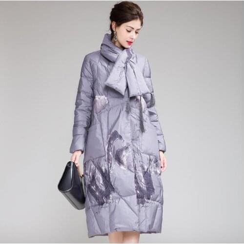 Thicker Scarf Coats Winter chinese style natural fur duck down coat female single breasted retro warm down coat with scarf wq347
