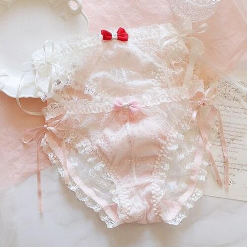 Fairy Womens Briefs Cute Lace Underwear Underpants Women White Pink Panties Seamless Lingerie Femme Lolita Girl Thong Panty Hot