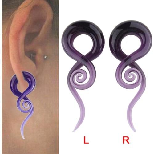 1Pair Pyrex Glass Hand Made Ear Plugs Tunnel Ear Spiral Taper Cartilage Earring Gauges Expander Stretcher Flesh Pircing Jewelry