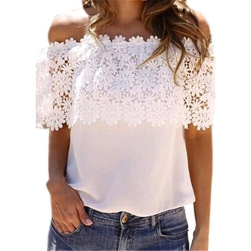 Blouse Women Summer Sleeveless Shirt Lace Patchwork Womens Blouses And Tops Slash Neck Ladies Lace Tops Women Blouse Plus Size