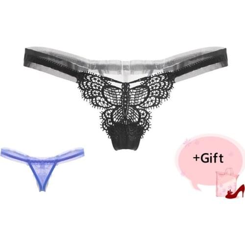 Women Sexy Lace Hollow Out butterfly Breathable Panties Transparent G-String Temptation Thong Panties For Women Erotic Panties