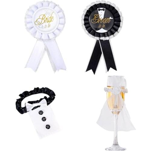 1Set/lot Wedding Table Decorations Wine Glass Cup Cover Bride Groom Badge Wedding Bridal Shower Bachelorette Party Supplies