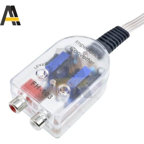 12V Car Speaker to RCA Level Adaptor High to Low Sockets Auto Line Out Audio Comverter Sound Subwoofer Amplifier
