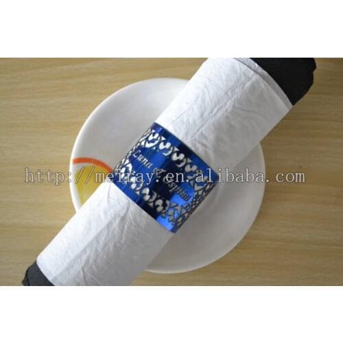 Laser cut royal blue napkin rings paper for wedding from Mery 125pcs