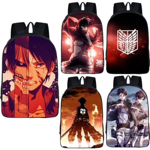 16 Inch Anime Cartoon Attack On Titan Backpacks Children Portable Bookbag Teenagers Large Capability School Rucksack Gift