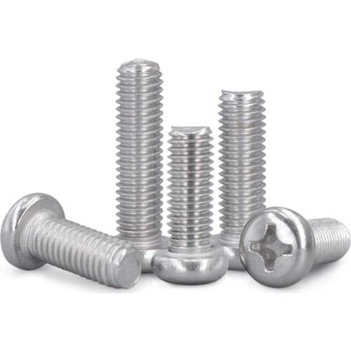 3-56 4-40 6-32 8-32 10-24 Phillips Cross Pan Head Machine Screw Metric Thread Round Head Bolt