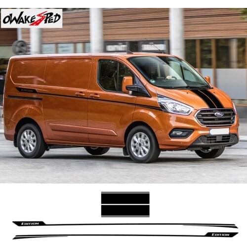 3pcs/lot For Ford Tourneo Custom Car Sport Hood Bonnet Stripes Decor Decals Auto Door Waist Line Sticker Accessories Vinyl Decal