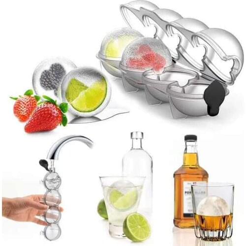 4 Cavity Whiskey Maker Mold Sphere Mould Kitchen Household Tool Silicone Ice Ball Mold Ice Grid Round Ice Ball Ice Grid