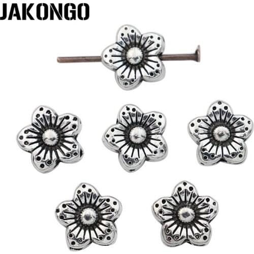 40pcs Flower Spacer Beads Antique Silver Plated Loose Beads Jewelry Making Bracelet Accessories DIY Findings 9mm