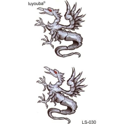 50pcs Dragon fossil waterproof temporary tattoos men harajuku flash tattoo sticker tatuajes Bone dragon fake tatto