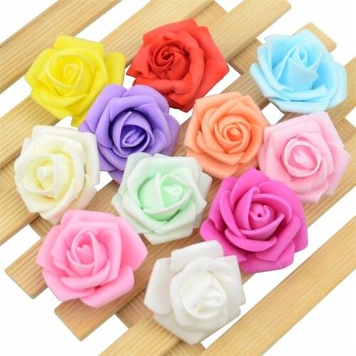 60pcs/lot Mini PE Foam Rose Flower Head Artificial Rose Flowers Handmade DIY Wedding Home Decoration Festive & Party Supplies