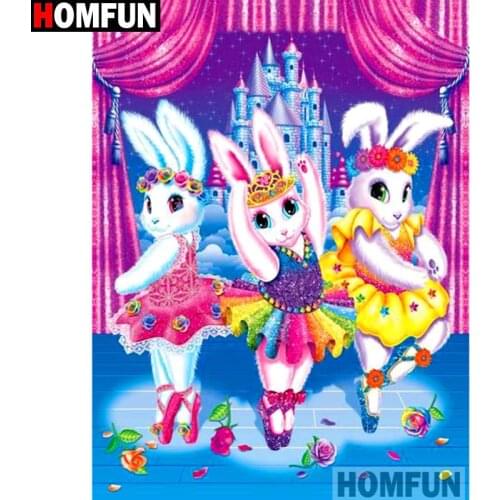 HOMFUN Full Square/Round Drill 5D DIY Diamond Painting "Rabbit dancing" Embroidery Cross Stitch 5D Home Decor Gift A14735