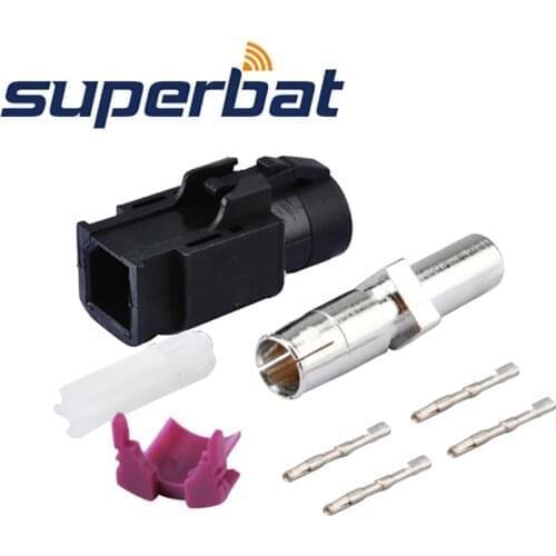 Superbat Car HSD Cable Fakra A Black/9001 Crimp Jack Straight RF Coaxial Connector for Dacar 535 4 pole Cable