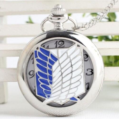 More style Freeshipping wholesale 20pc a lot Attack on Titan pocket watch Necklace Dia47mm HNGB32