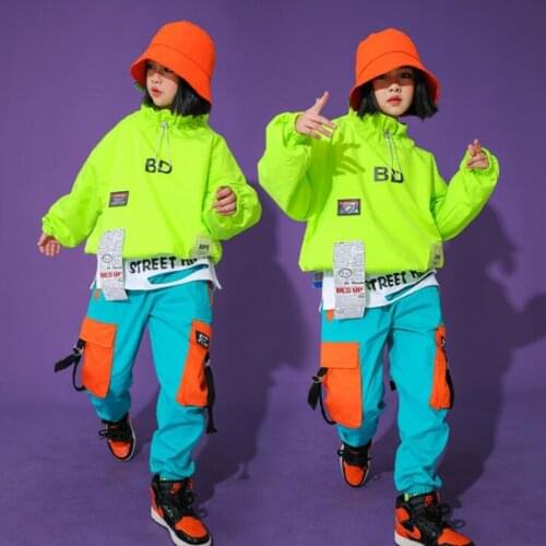 Kids Carnival Jazz dancing Outfits Shirt Coat Cargo Pants Girls Boys Jazz Dance Costumes Ballroom Dancing Clothes Street Wear