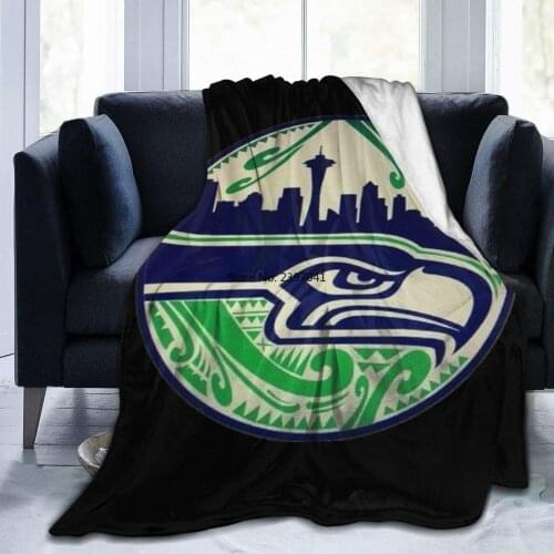 Innocencee Flannel Fleece Bed Blankets Lightweight Cozy Throw Blanket for Couch Sofa Adults Kids Seattle Seahawks Logo 3D Print