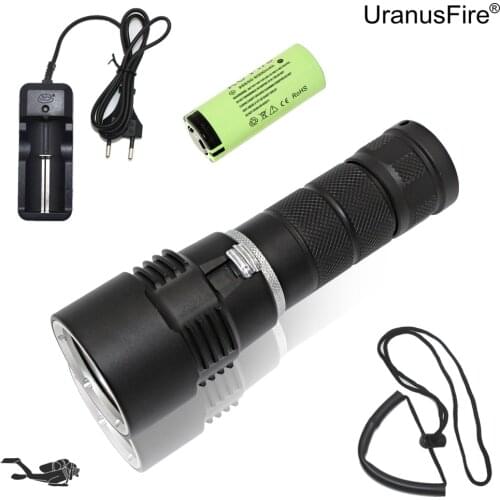 Diving Flashlight Underwater Lamp Waterproof Dive Torch XM-L2 Portable LED Light + 26650 Battery + Charger