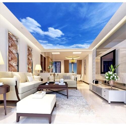 Photo Wallpaper Living Room Bedroom KTV Ceiling Murals Wallpaper Beautiful blue sky white clouds zenith mural background