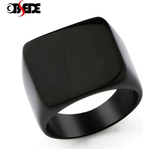 Fashion Titanium Steel Geometric Rings for Men Personality Flat Ring Punk Male Jewelry Accessories Black Gold Silver Color