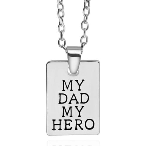 Hot Sale Pendant Necklace letter MY DAD MY HERO Personality Tag Necklace Wholesale Of Fathers Day Gifts