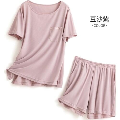 Summer Ice Silk Satin Women Pajamas Set Casual O-neck Short Sleeve Shorts 2Pcs Simple Homewear Sweet Pink Ladies Sleepwear Suits
