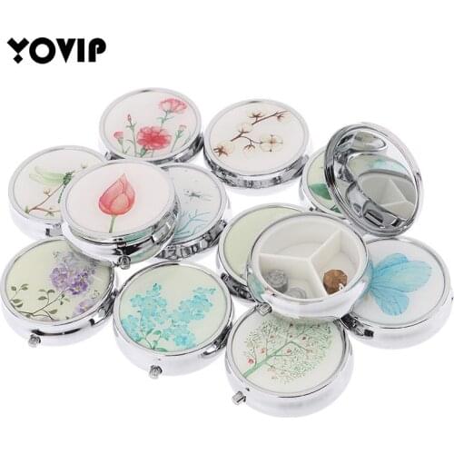 1PCS Medicine Organizer Portable Pill Box Makeup Storage Container Folding Pill Case Metal Pill Cutte