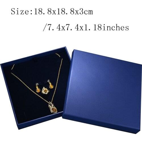 High Quality Blue Boxes For Jewelry 18.8x18.8x3cm Necklace Bracelet Display Boxes Jewelry Sets Storage jewelry organizer Boxes