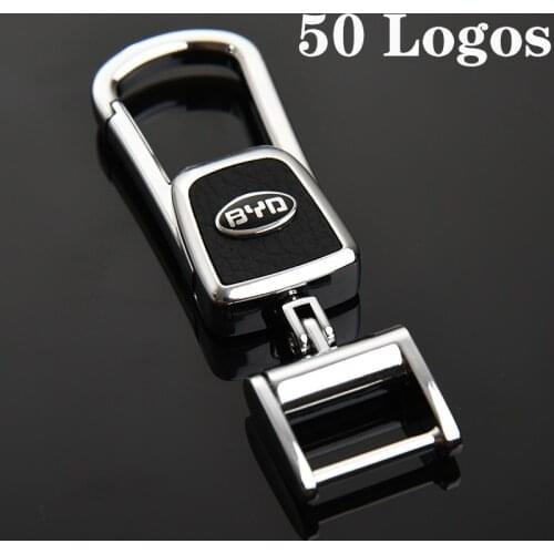 Metal Car Logo Keychain Badge Emblem KeyRing Holder For BYD Mitsubishi Mazda Chevrolet OPEL Geely Chery FIAT Renault Honda KIA
