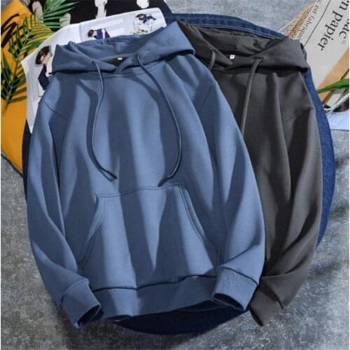 Mens Hoodie Sweatshirts Cotton Casual Fleece Hooded Casual Men Autumn Spring Pullovers Solid Color Fashion Hoodies